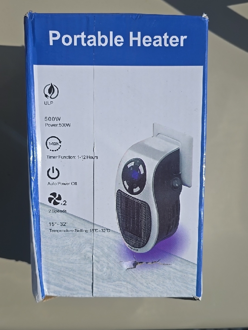 Portable Heater Plug-In Fan Heater - White & Black